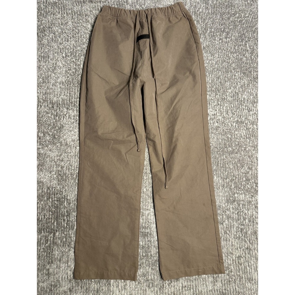 Essentials Fear of God Pants Mens S Brown Twill Elastic Drawstring Straight Leg